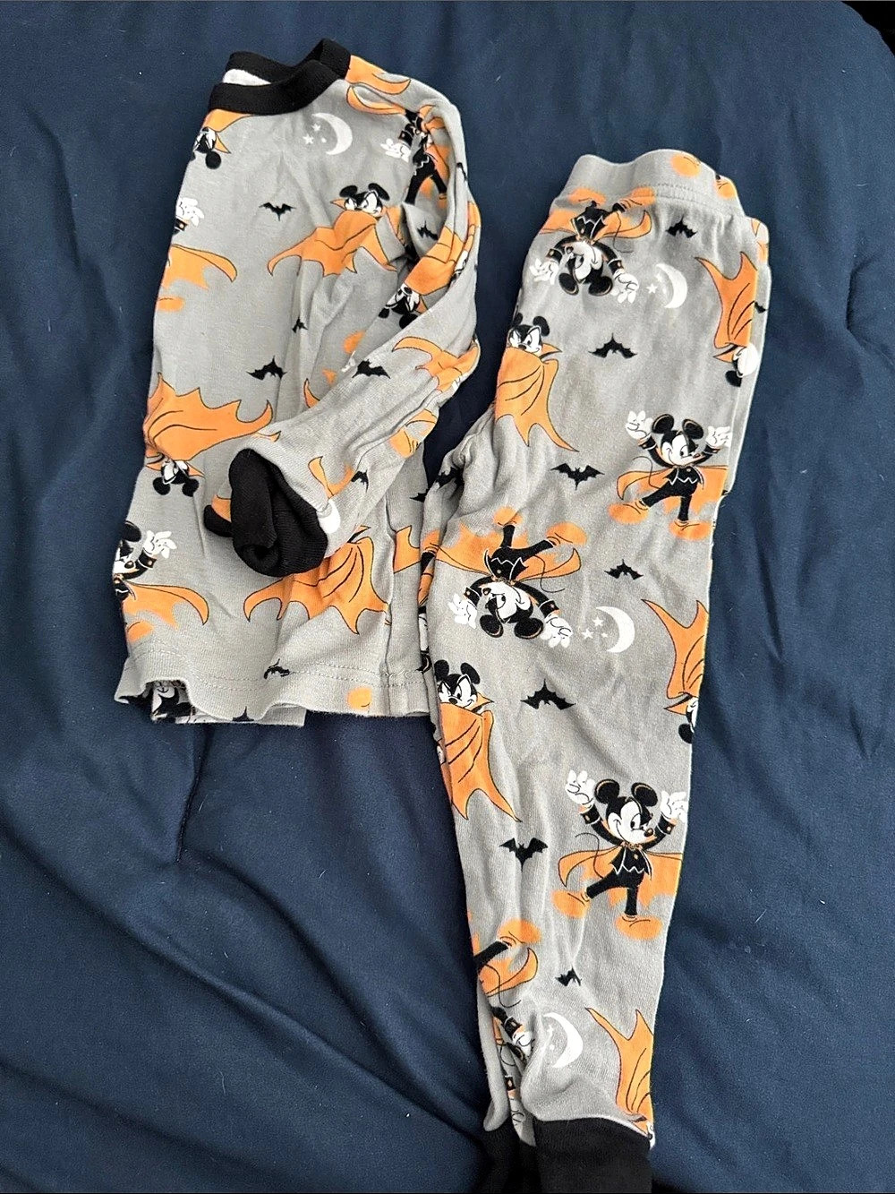 Disney Mickey Mouse Vampire Halloween Pajama Set in Gray & Orange